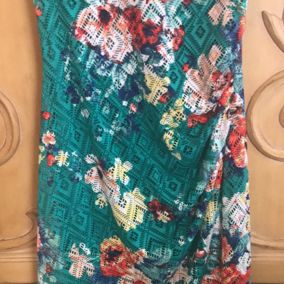 Bisou Bisou Floral Lace Fitted Dress Turquoise Green - Picture 4 of 11